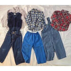 Vintage Boy's 3T Shirt Pant Overalls Vest 7 pc Healthtex Danny Dare Sears Mambro